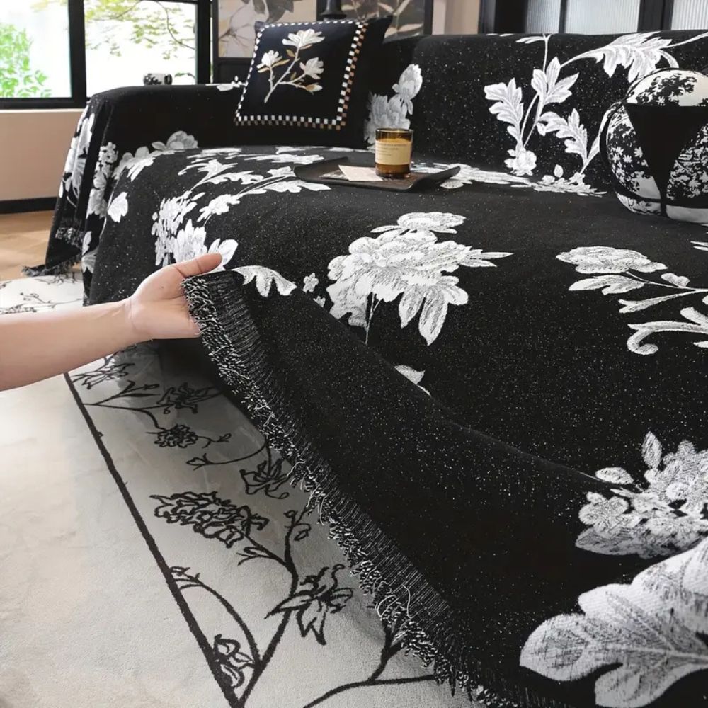 Flora Sofa Cover - Breathable Chenille, Elegant Floral Design 5