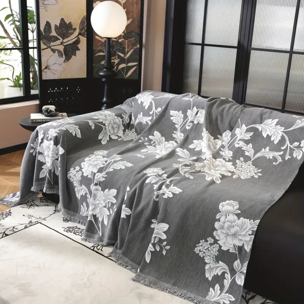 Flora Sofa Cover - Breathable Chenille, Elegant Floral Design 8