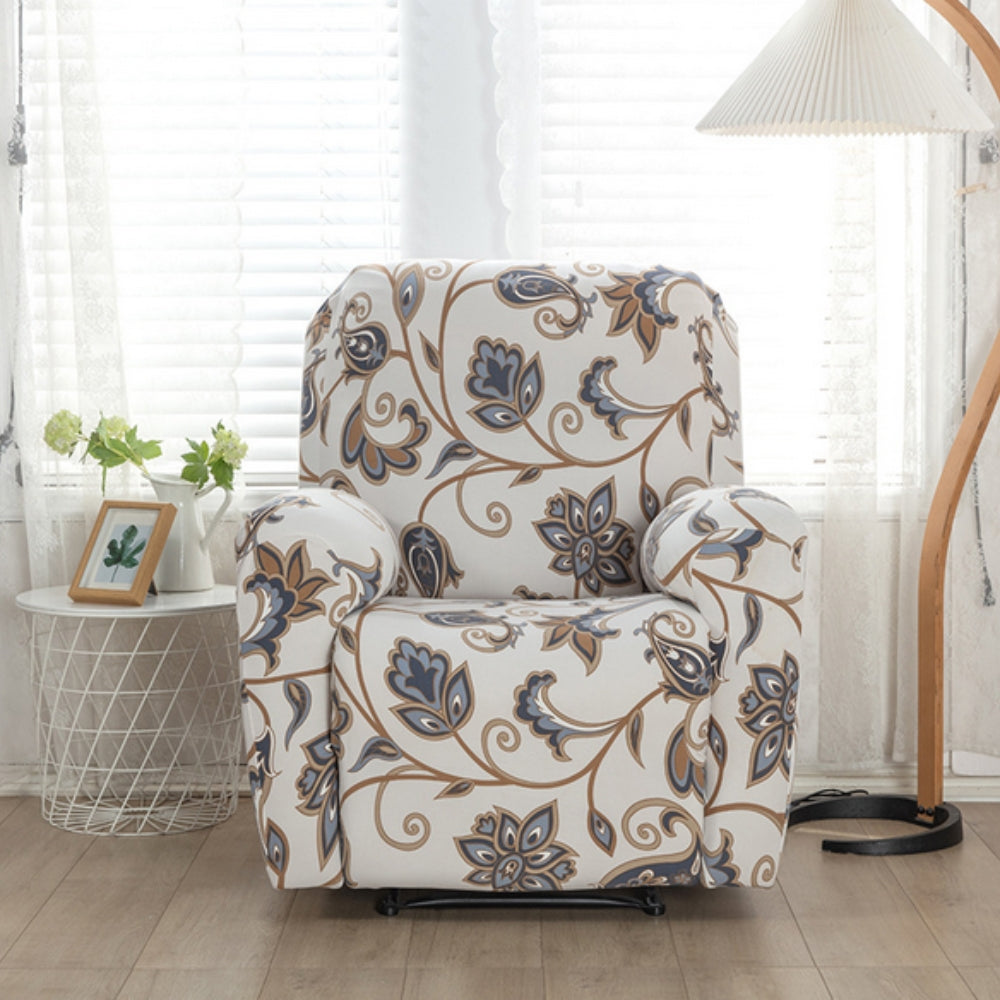 Florin Recliner Cover | Durable Stretch Fabric, Elegant Floral Design 0