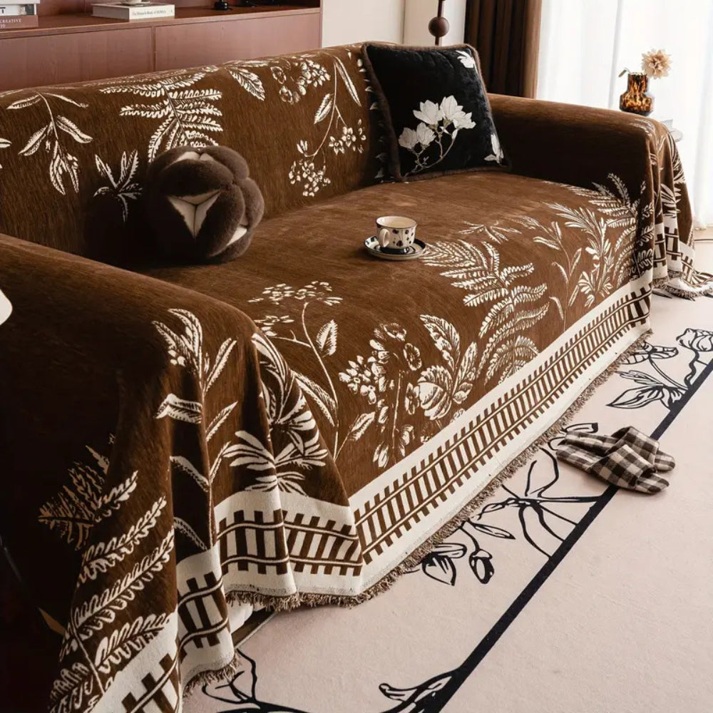 Folio Chenille Sofa Cover - Botanical Floral Design, Pet-Friendly 4
