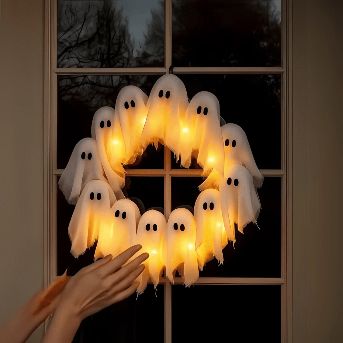 Frostwick Halloween Wreath - Fabric LED Decoration, Spooky Ambiance 4