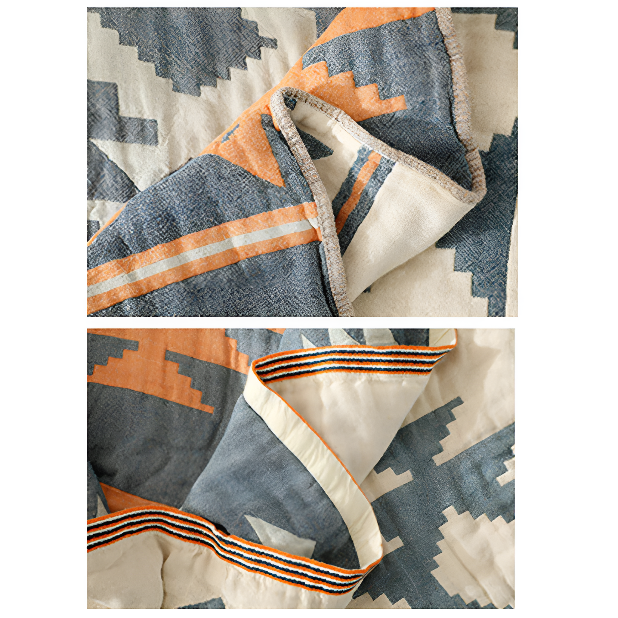 Gema Reversible Blanket - 100% Cotton, Geometric & Solid Color 6