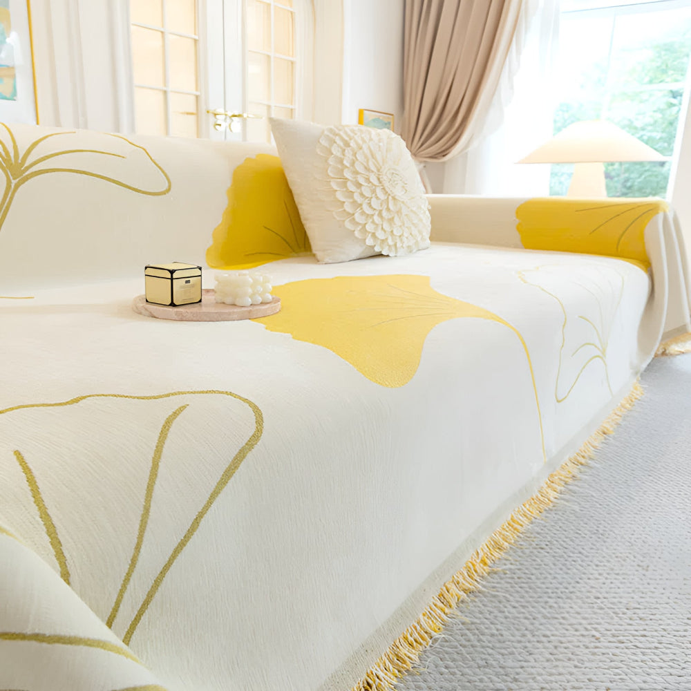 Ginkgo Sofa Cover - Premium Chenille, Ginkgo Leaf Pattern 5