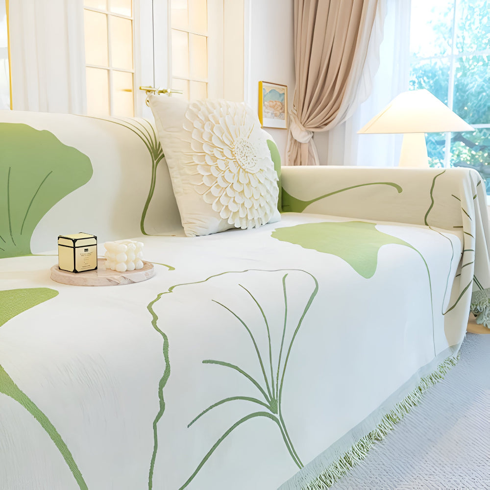 Ginkgo Sofa Cover - Premium Chenille, Ginkgo Leaf Pattern 8