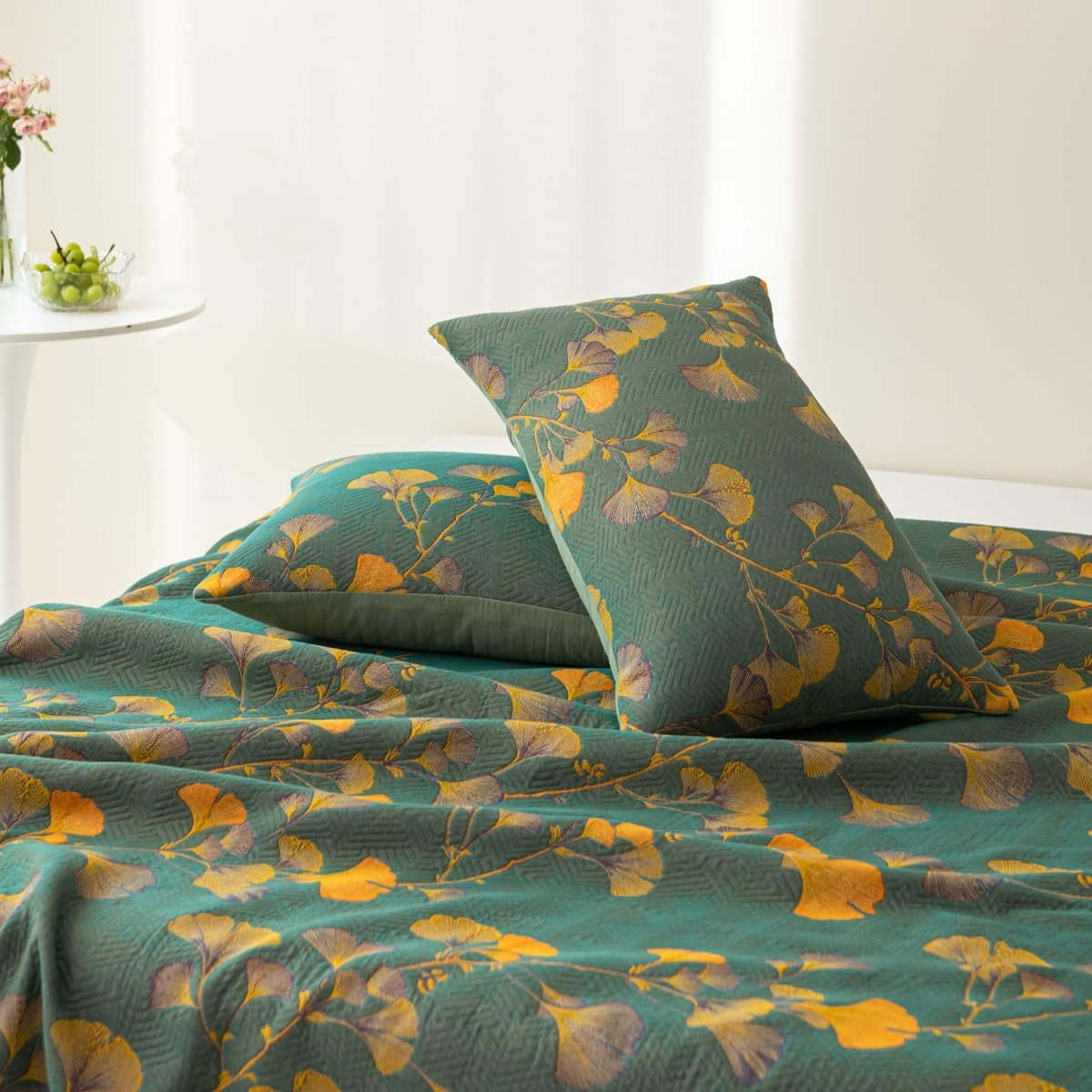 Glenna Coverlet - Reversible Jacquard Floral Cotton Blend 2