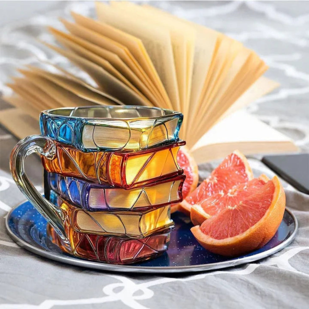 Glimmer Coffee Mug - Handmade Glass, 3D Book Design 2