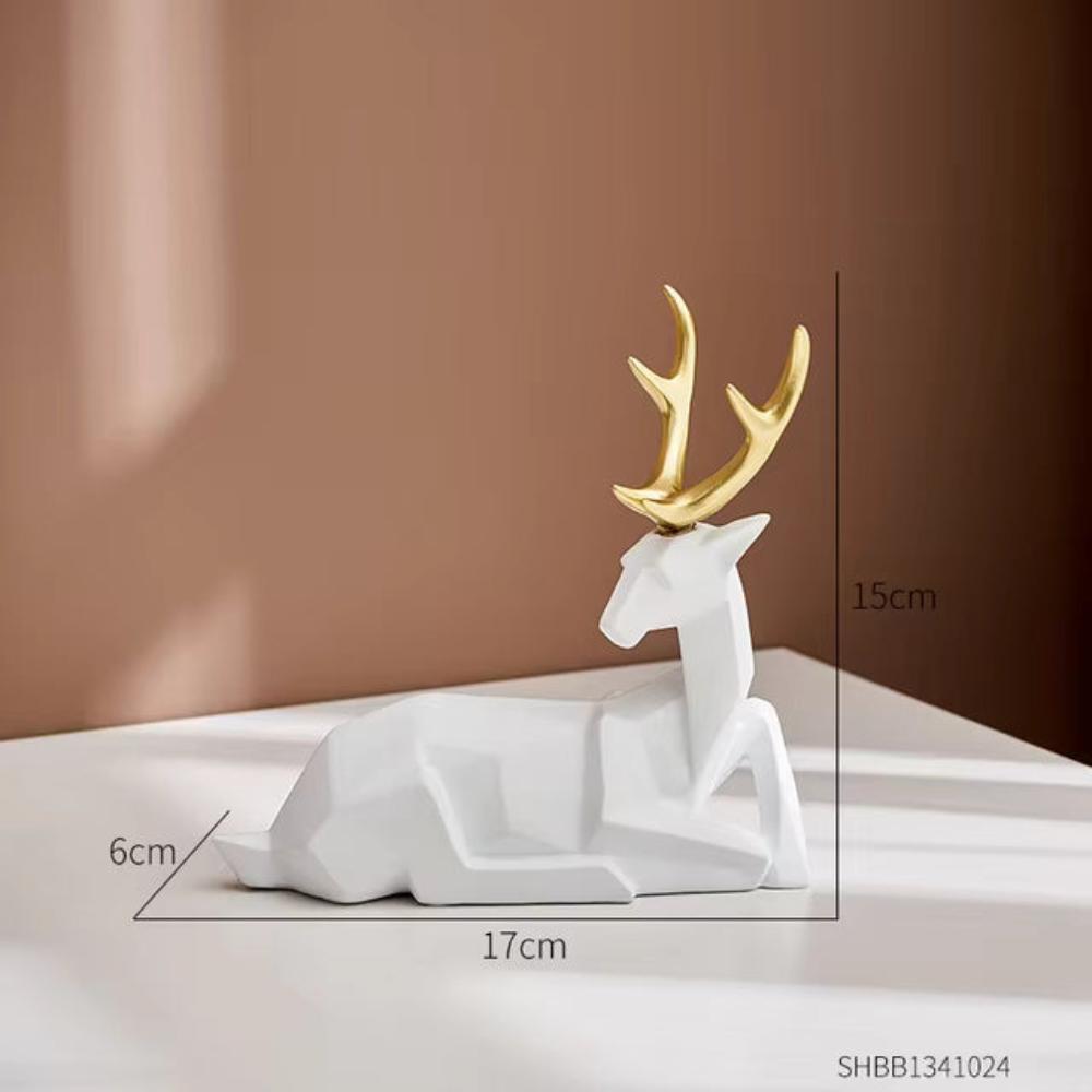 Glimmer Deer Figurine - Modern Geometric Design, High-Quality Resin 3