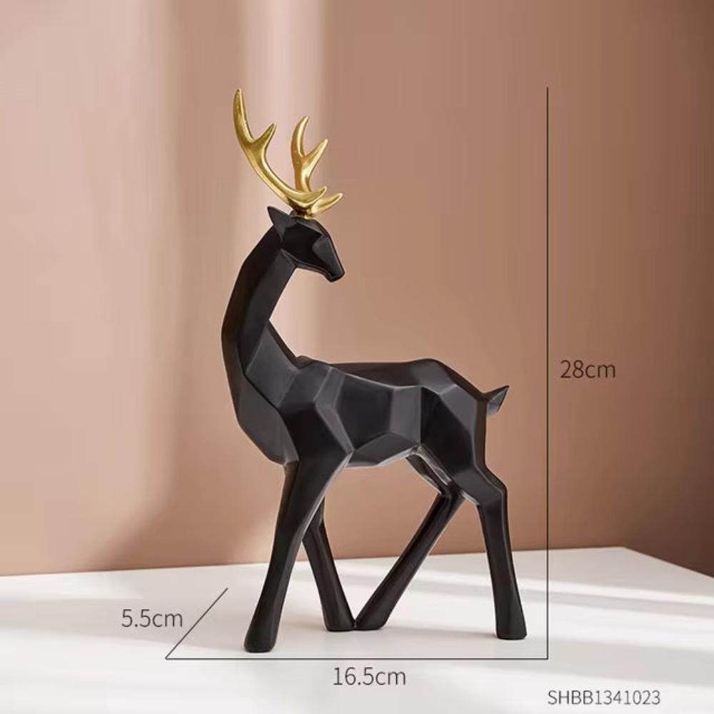 Glimmer Deer Figurine - Modern Geometric Design, High-Quality Resin 4