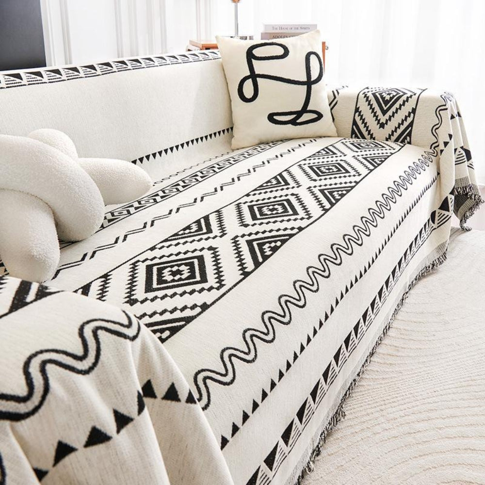 Glimmer Sofa Cover - Cotton Polyester Blend, Geometric Design for Sectional Couch 1