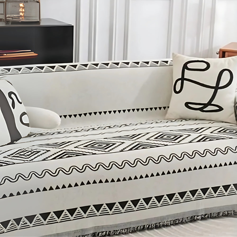 Glimmer Sofa Cover - Cotton Polyester Blend, Geometric Design for Sectional Couch 2