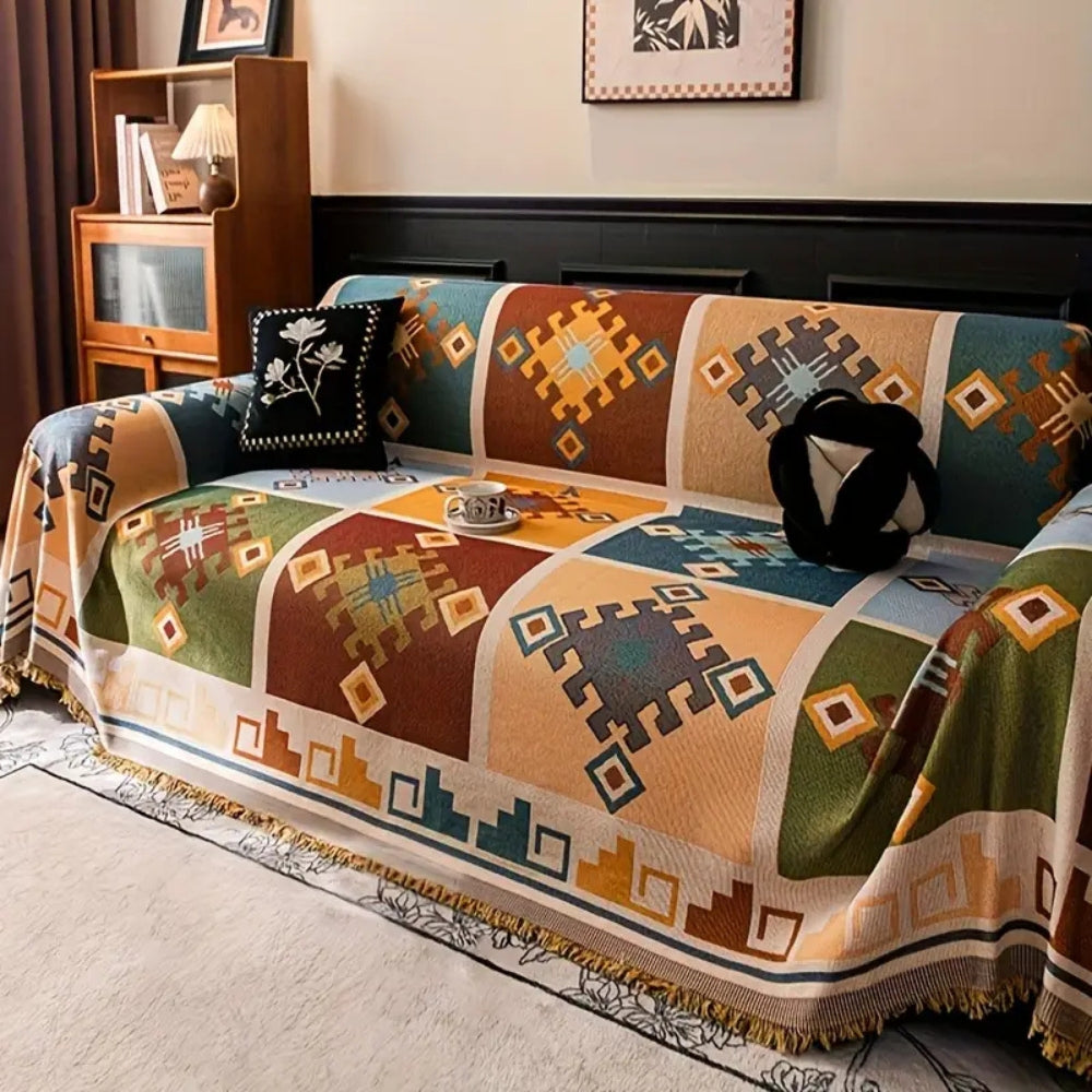 Grove Tribal Sofa Cover - Soft Microfiber, Anti-Slip Design 0