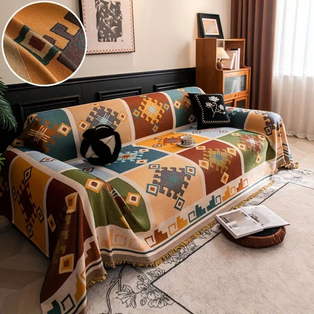 Grove Tribal Sofa Cover - Soft Microfiber, Anti-Slip Design 2
