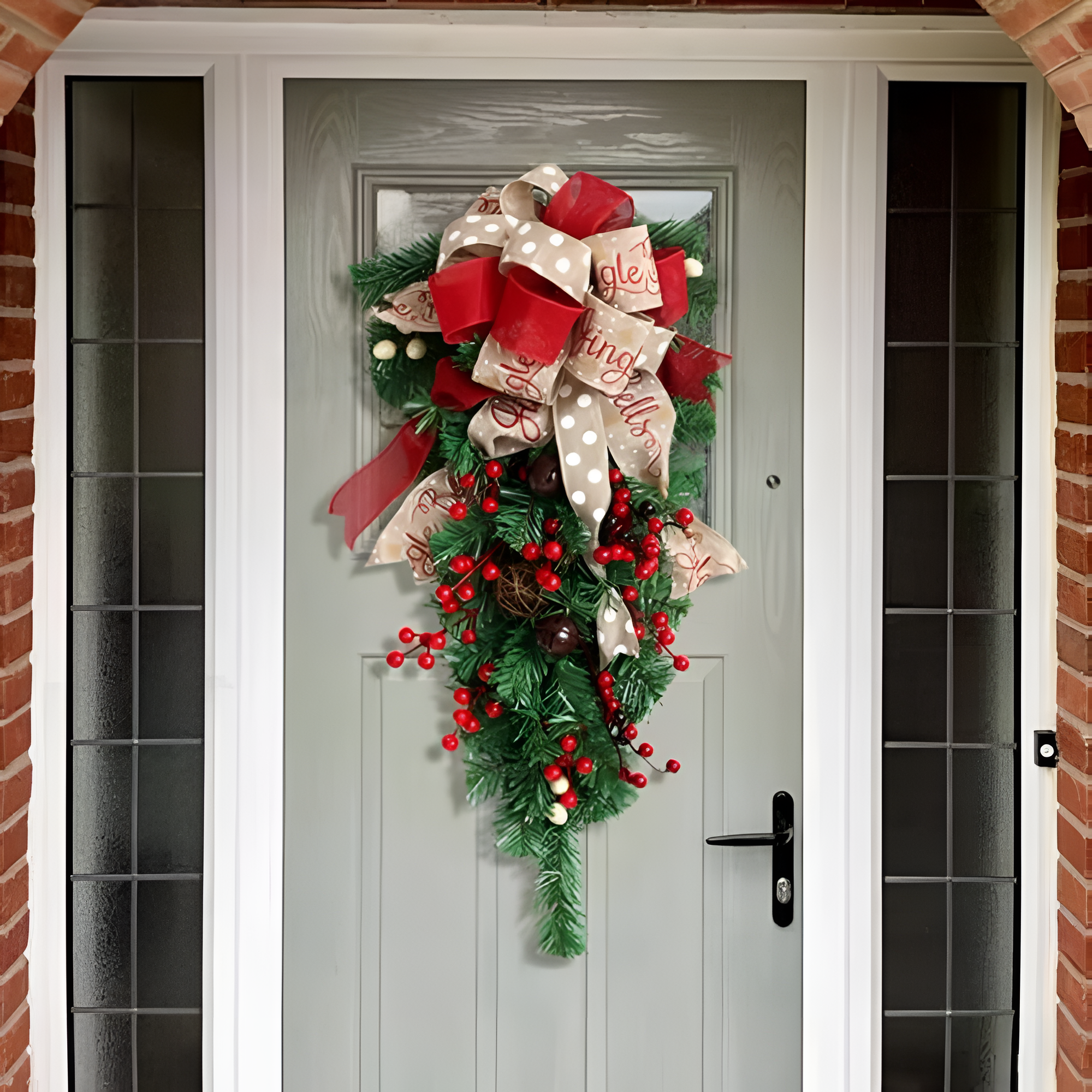 Haven Christmas Wreath - Durable Plastic, Weather-Resistant for Front Door Outdoor Use 0