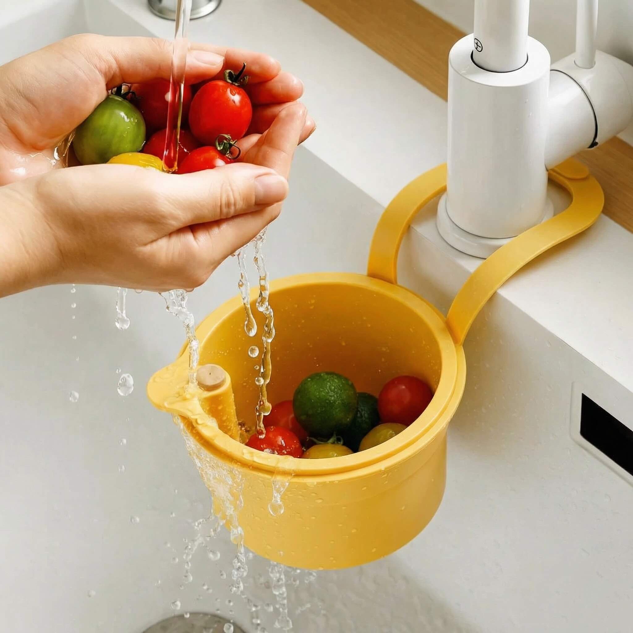 Haven Hanging Drainer Basket - BPA-Free, Tool-Free Installation 9