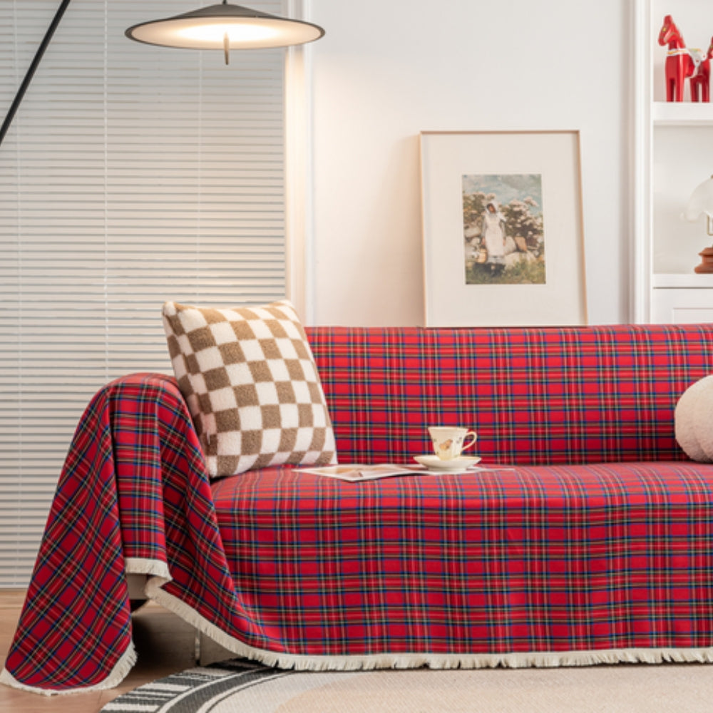 Hearthline Sofa Cover - Microfiber Blend, Stylish Plaid Design 0