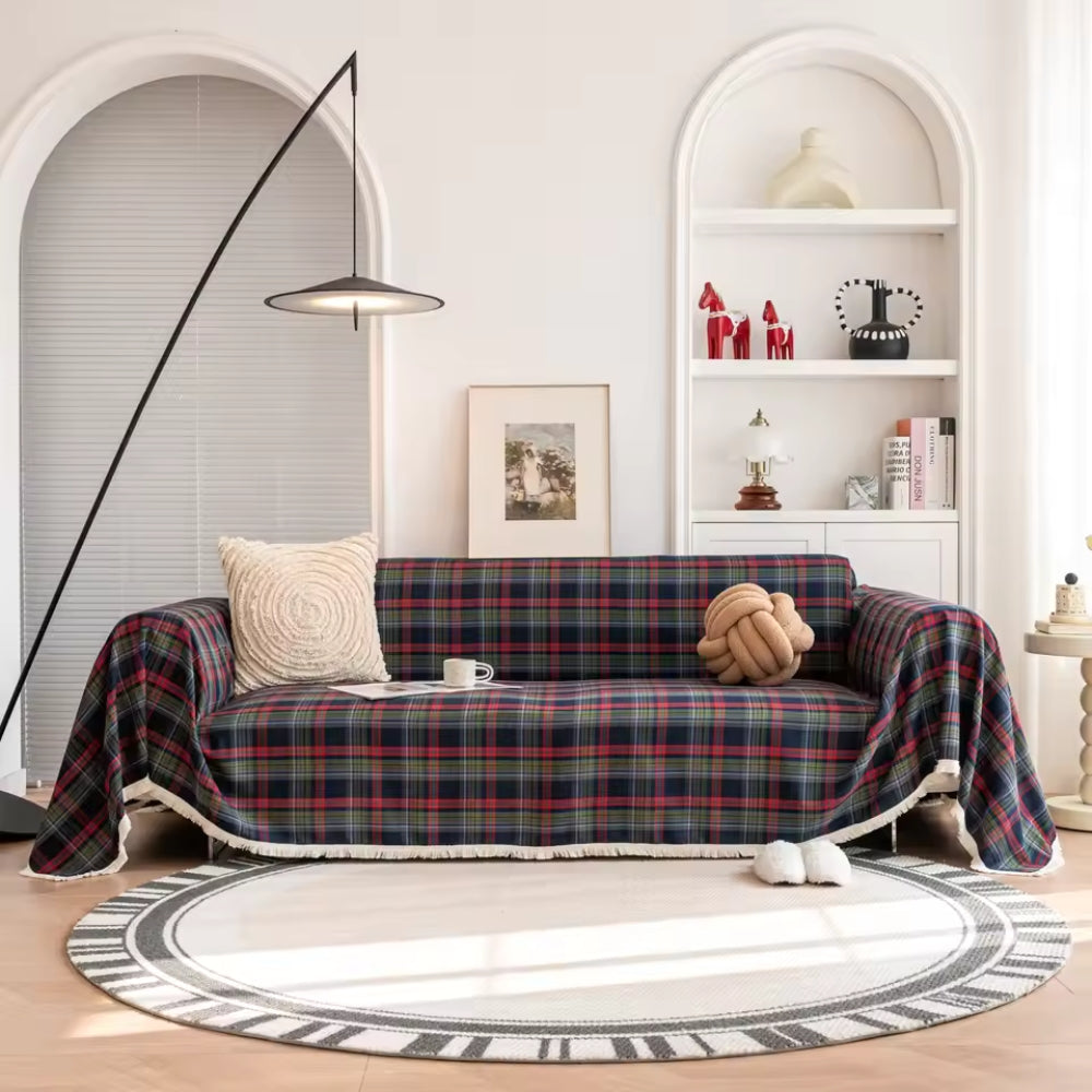 Hearthline Sofa Cover - Microfiber Blend, Stylish Plaid Design 1