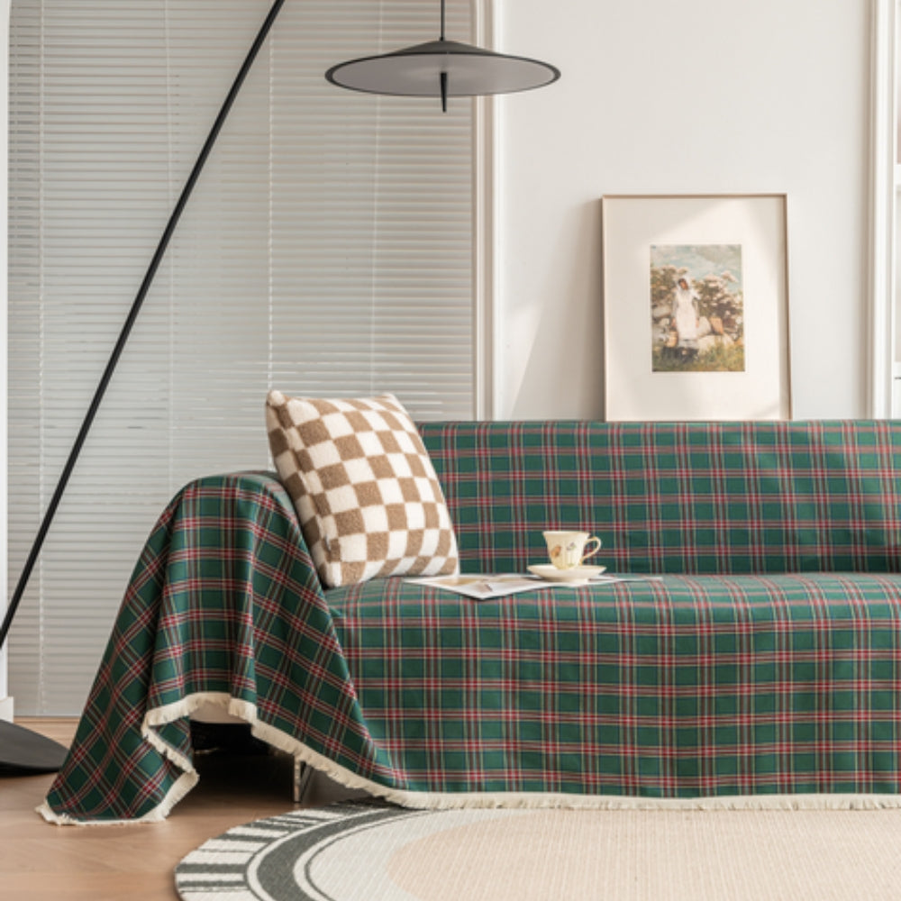 Hearthline Sofa Cover - Microfiber Blend, Stylish Plaid Design 10