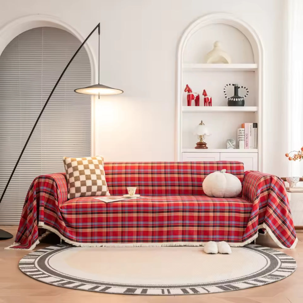 Hearthline Sofa Cover - Microfiber Blend, Stylish Plaid Design 2