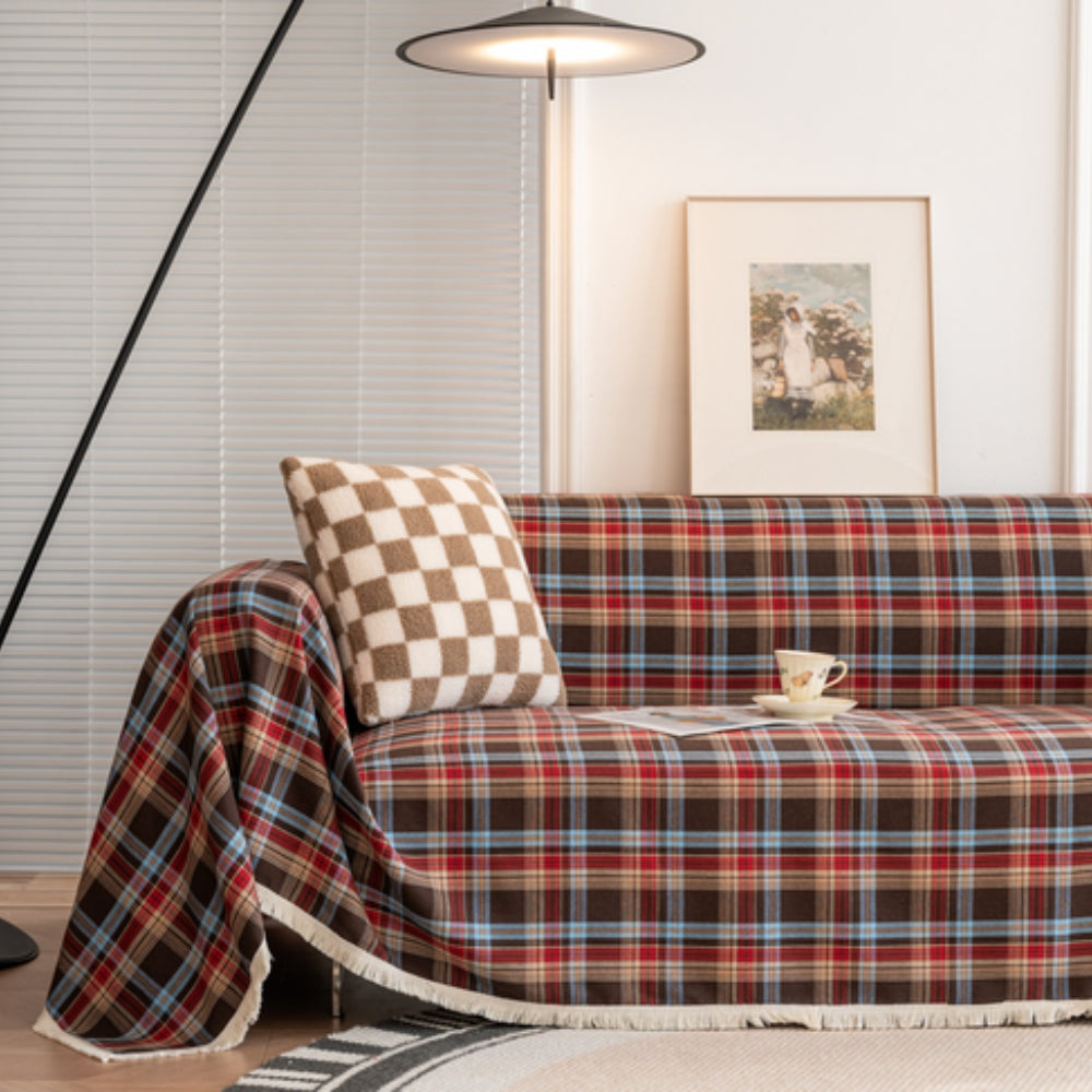 Hearthline Sofa Cover - Microfiber Blend, Stylish Plaid Design 7