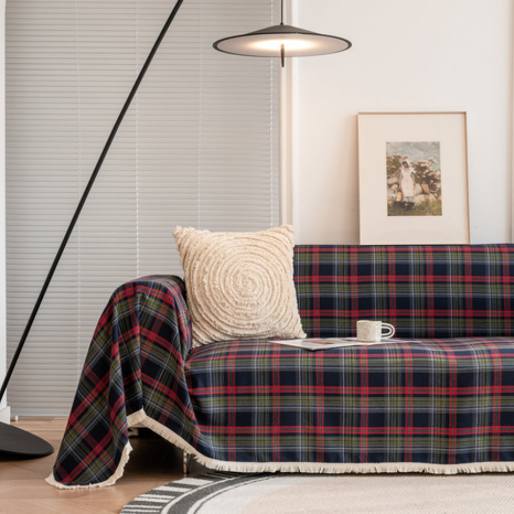 Hearthline Sofa Cover - Microfiber Blend, Stylish Plaid Design 8