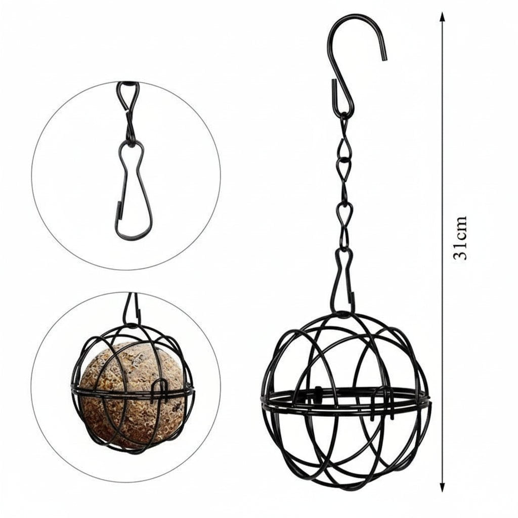 BirdGuard Cage - Suet Ball Feeder - Metal Style - Squirrel Safe