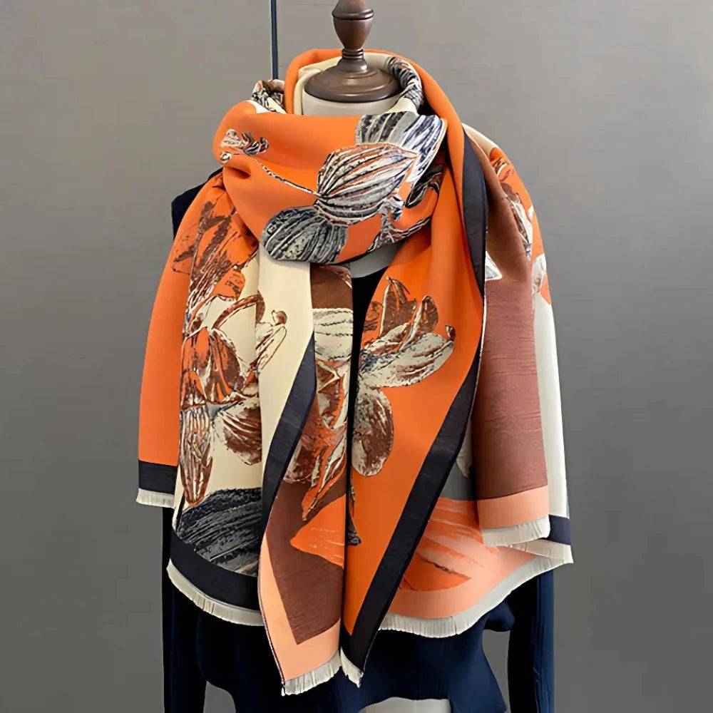 Iris Floral Scarf - Soft Thick Microfiber, Elegant Design for Women 3