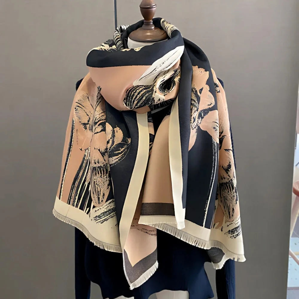 Iris Floral Scarf - Soft Thick Microfiber, Elegant Design for Women 4