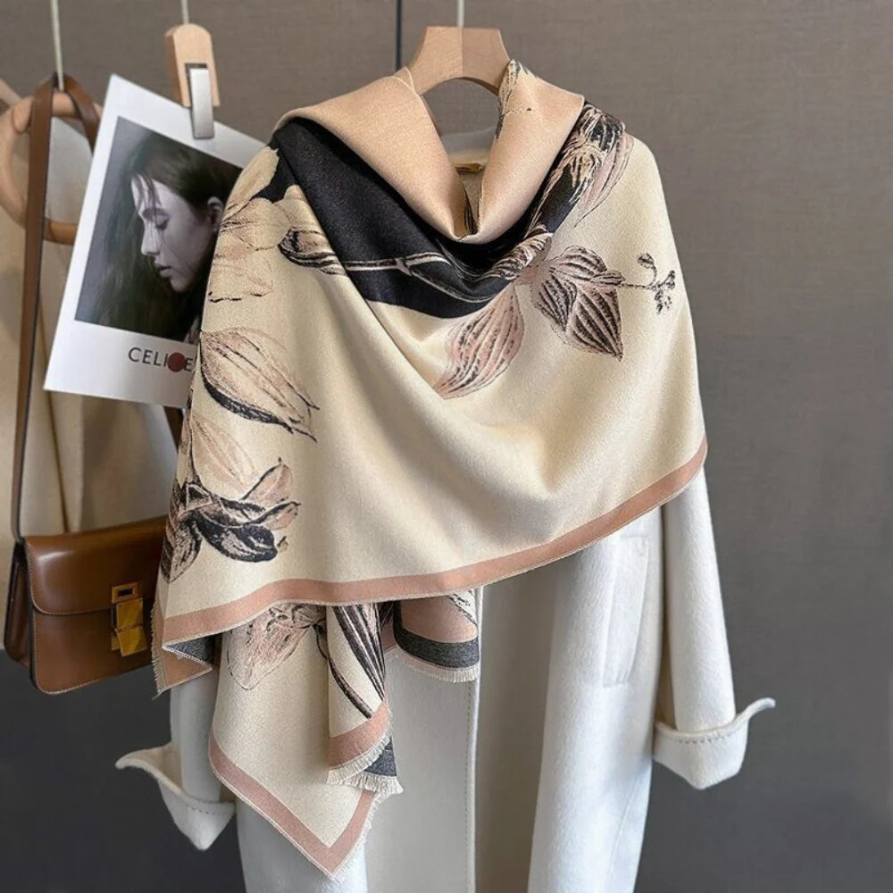 Iris Floral Scarf - Soft Thick Microfiber, Elegant Design for Women 5