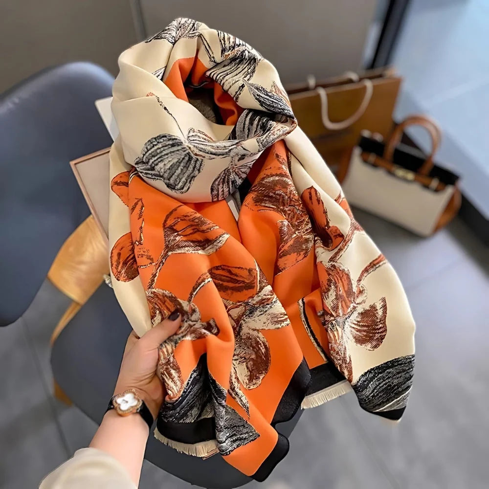 Iris Floral Scarf - Soft Thick Microfiber, Elegant Design for Women 6