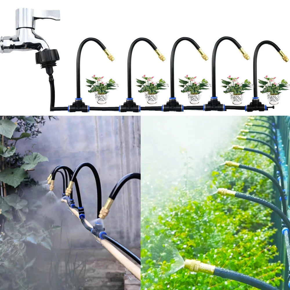 Iris Garden Irrigation System - 360° Adjustable Brass Nozzles, Tool-Free Setup 6