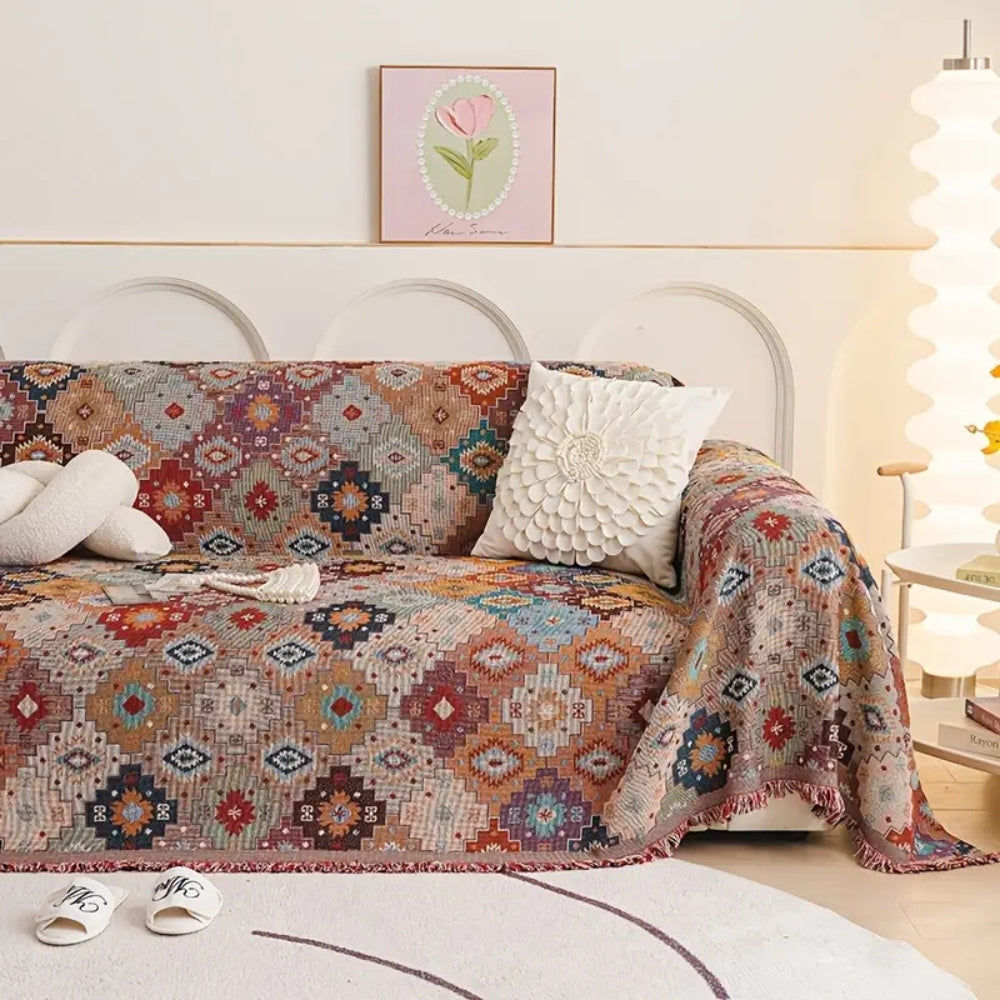 Jewel Mosaic Sofa Cover - Durable Microfiber, Bohemian Slipcover 7