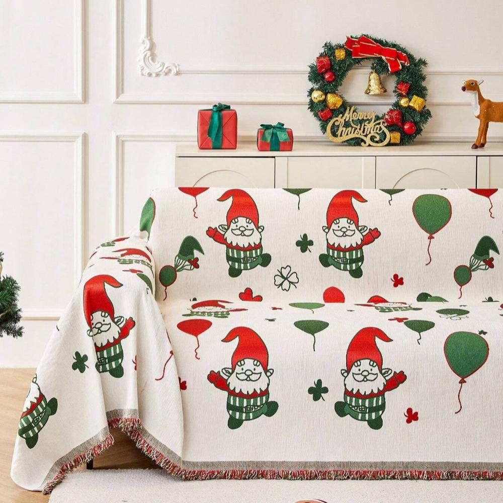 Jovial Gnome Couch Cover - Thickened Fabric, Festive Design 2