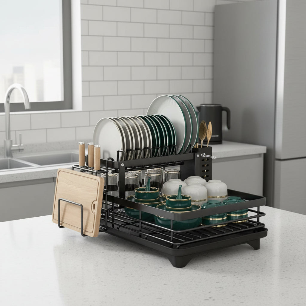 Kinetic Dish Rack - Stainless Steel, Foldable Space-Saving Design 6