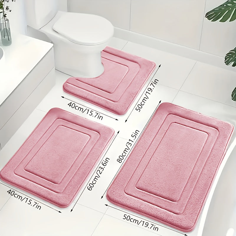 Liora Bath Mat Set - Memory Foam, Non-Slip 3-Piece 10