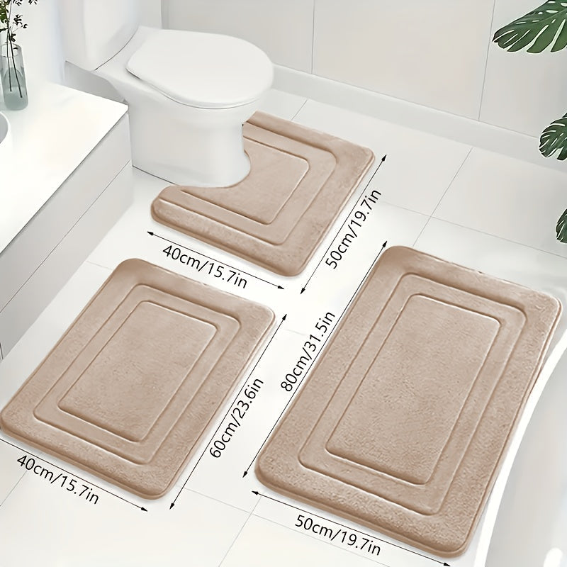 Liora Bath Mat Set - Memory Foam, Non-Slip 3-Piece 6