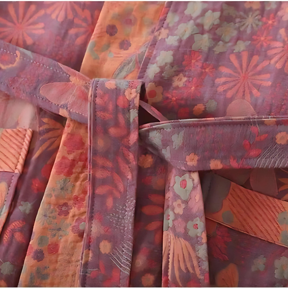 Liora Bathrobe - Lightweight Cotton, Vintage Print Dressing Gown 5