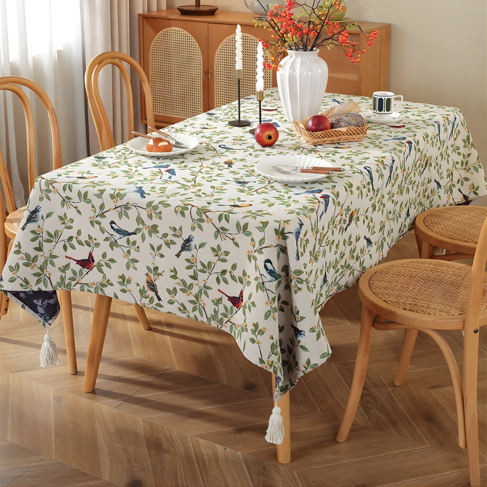 Liora Heritage Tablecloth - Floral and Bird Pattern, Machine Washable Polyester 5
