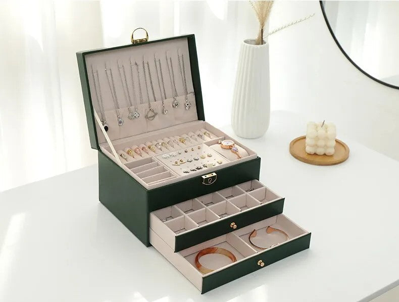 Liora Jewelry Box for Women - Multi-Layer Leather Organizer, Elegant Storage for Rings and Necklaces 4