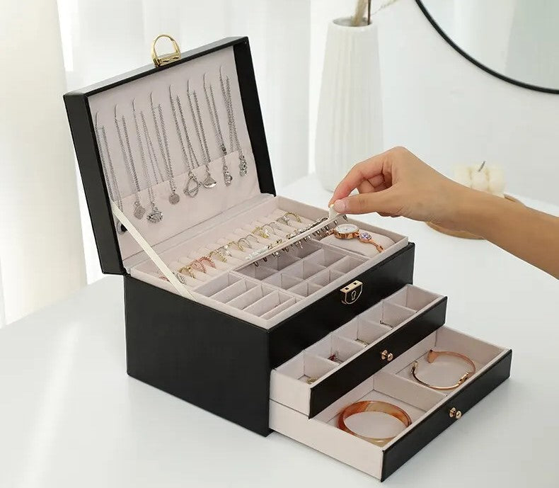 Liora Jewelry Box for Women - Multi-Layer Leather Organizer, Elegant Storage for Rings and Necklaces 8