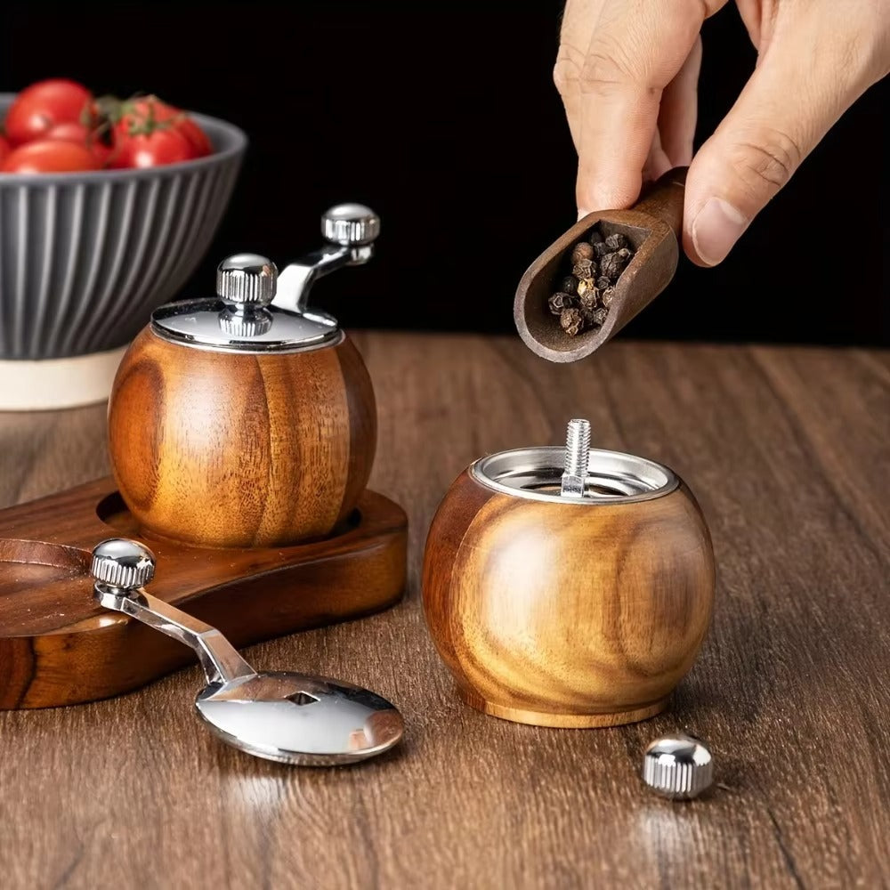 Liora Salt and Pepper Grinders Set - Wooden, Nordic Design, Set of 3 3