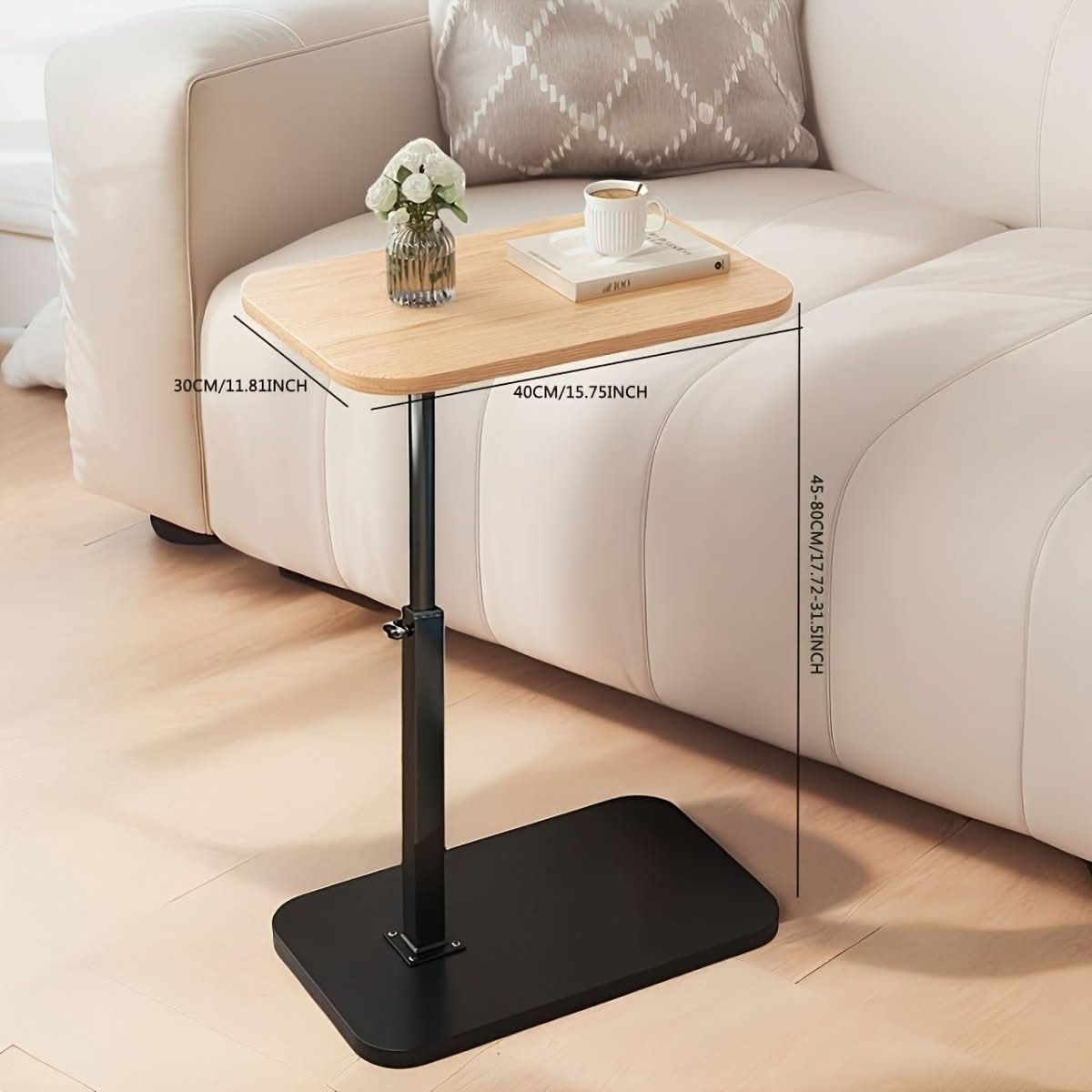 Livelift Adjustable Side Table - Wooden Top, Modern Design for Sofa or Bed 4
