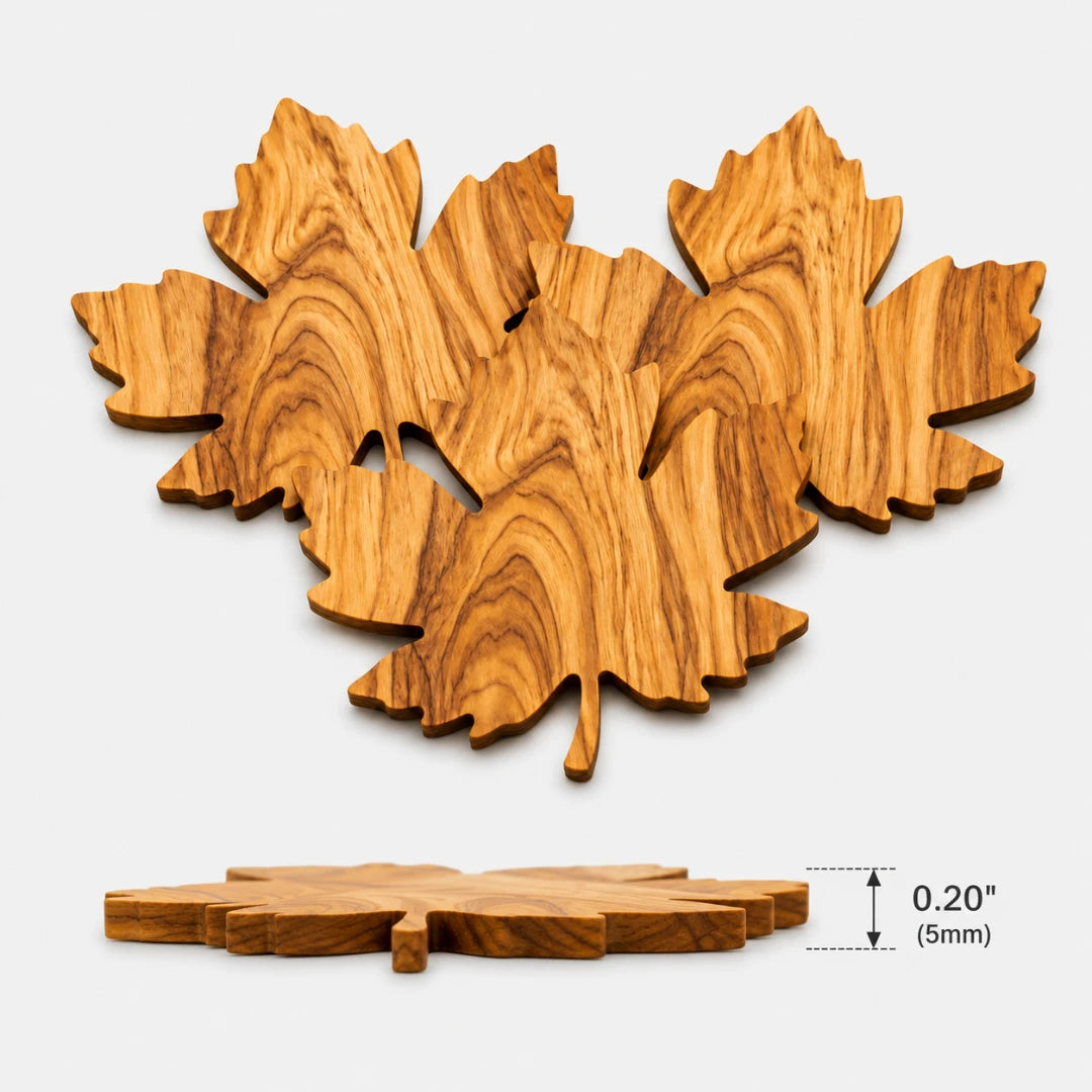 Lorien Coasters for Drinks - Solid Wood, Leaf-Shaped Design, 3-Piece Set 6