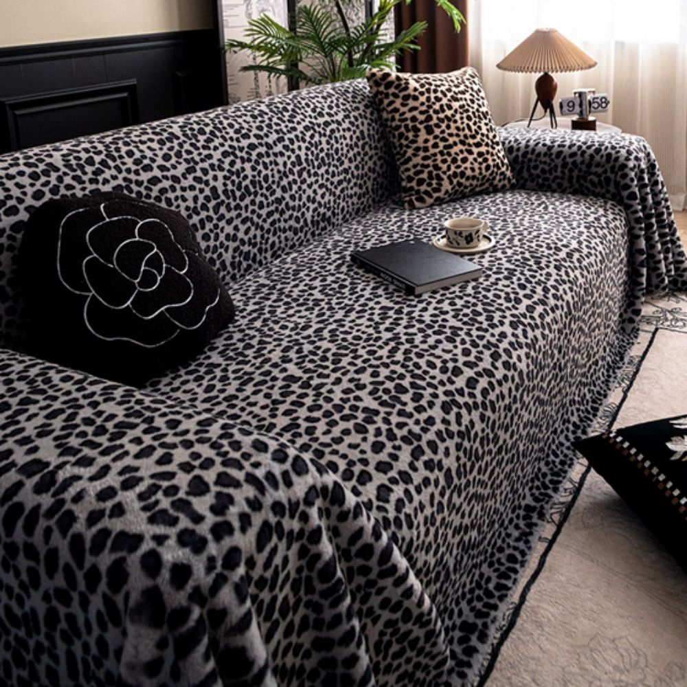 Luna Sofa Cover - Plush Microfiber, Leopard Print 4