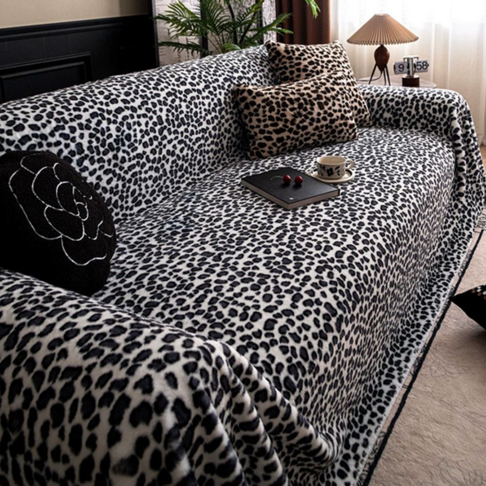 Luna Sofa Cover - Plush Microfiber, Leopard Print 5