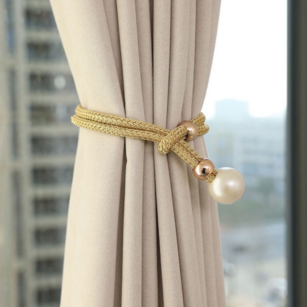 Lustra Curtain Tiebacks - Faux Pearl, Adjustable Holdbacks for Elegant Drapery 11