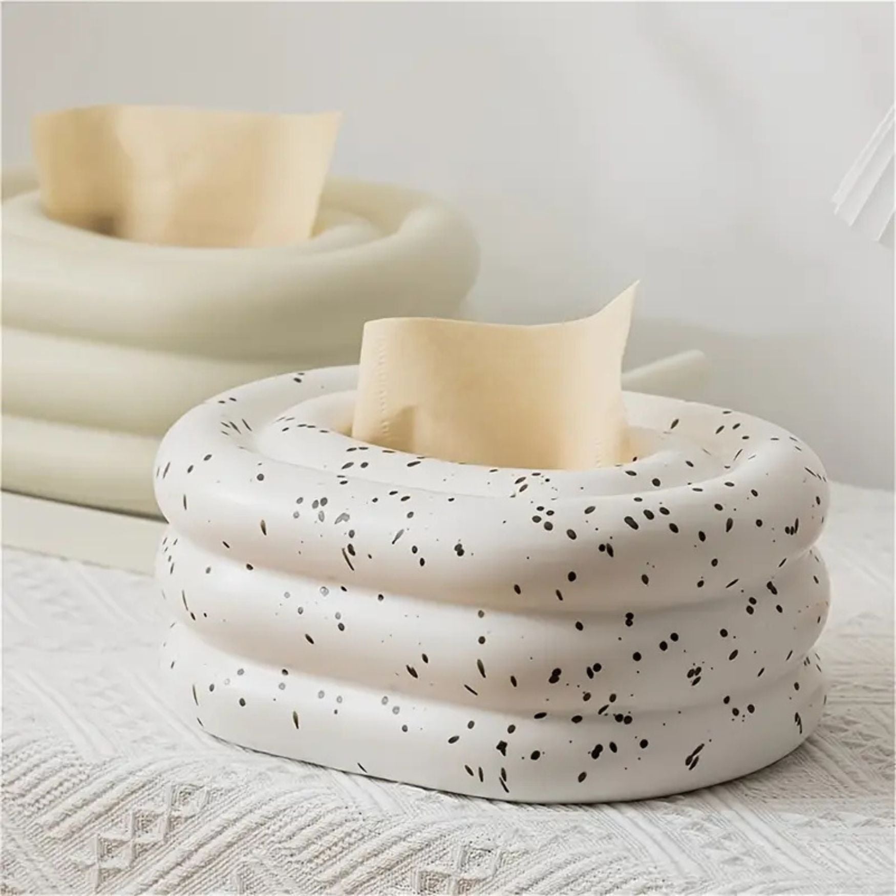 Lustre Tissue Box Holder - Premium Ceramic, Elegant Wind Ring Design 6