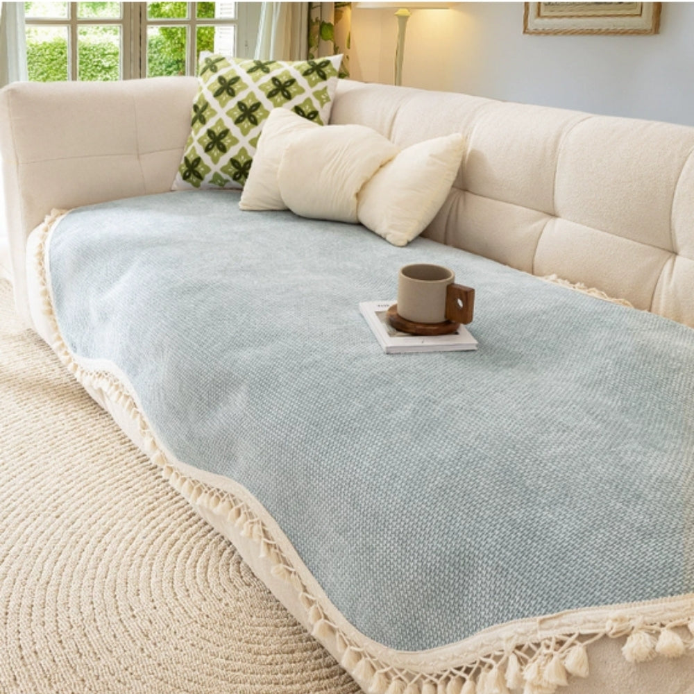 Luxe Chenille Sofa Cover - Woven Texture, Reversible Non-Slip Design 3