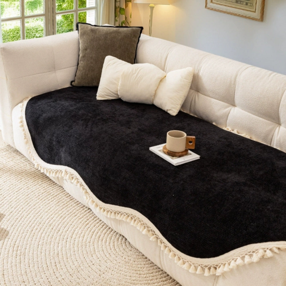 Luxe Chenille Sofa Cover - Woven Texture, Reversible Non-Slip Design 5