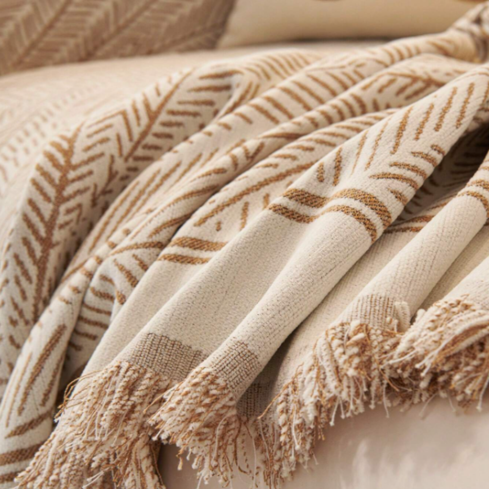 Luxe Leaf Sofa Cover - Soft Chenille, Non-Slip Design 4