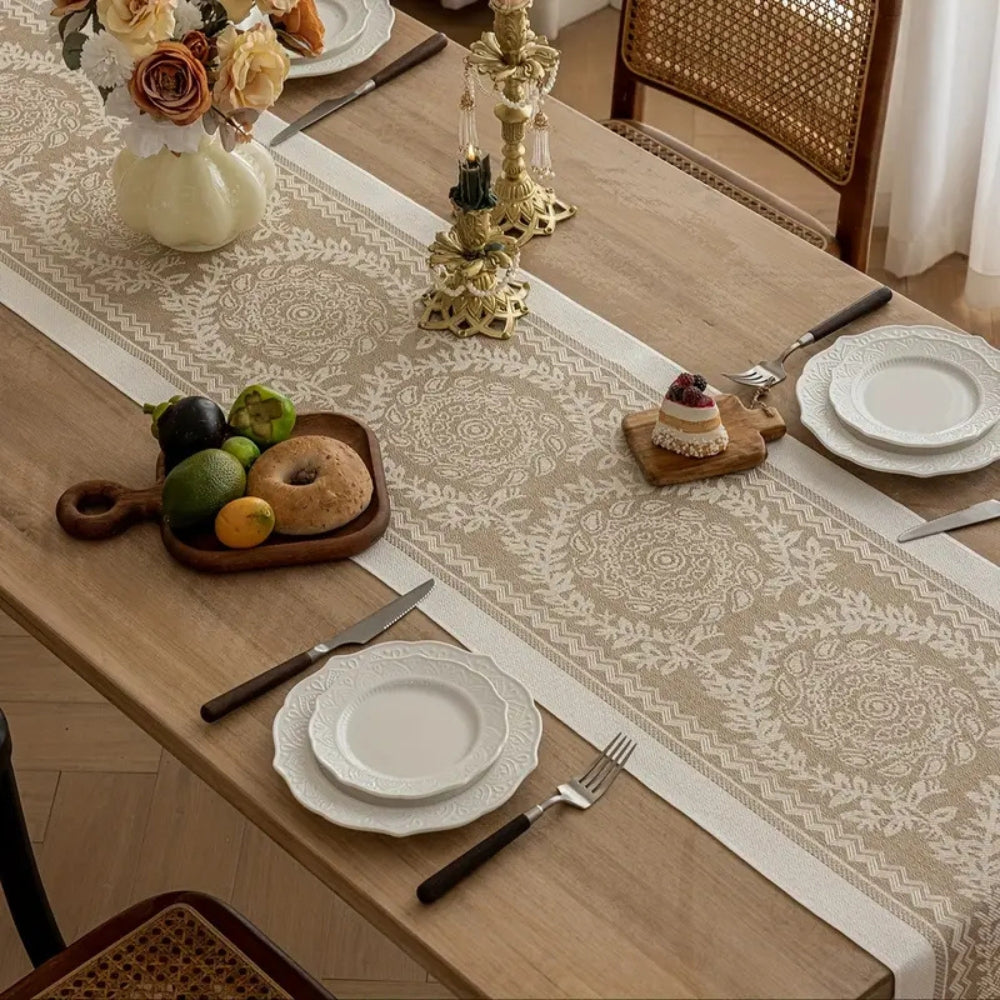 Luxe Linen Table Runner - Soft Woven Cotton Blend, Vintage Charm 3